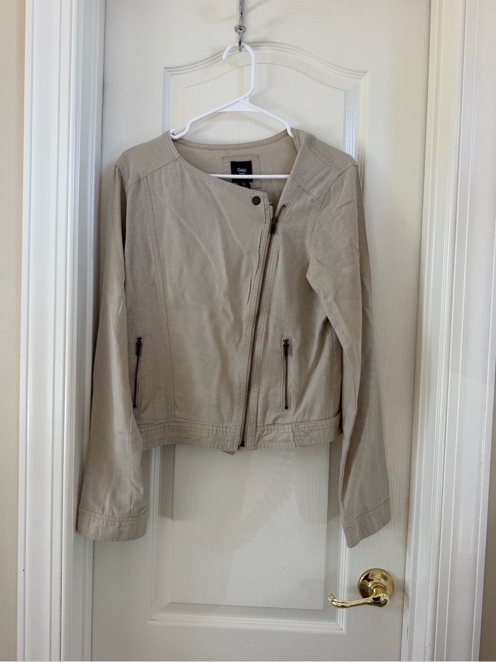GAP Women's Light Taupe Asymmetric Zip Jacket